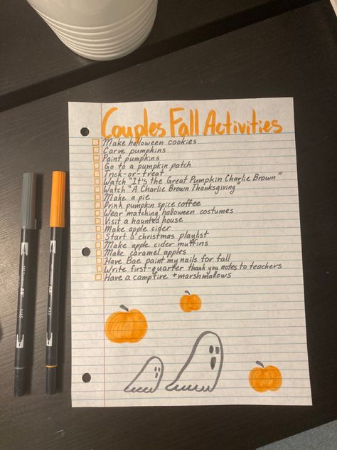 Fall Bucket List With Boyfriend, Halloween Ideas Things To Do, Fall Date Checklist, Halloween Couple Bucket List, Couple Bucket List Ideas Fall, Cute Couple Fall Activities, Couple Fall Things To Do, Fall Things For Couples, Fall Stuff To Do At Home