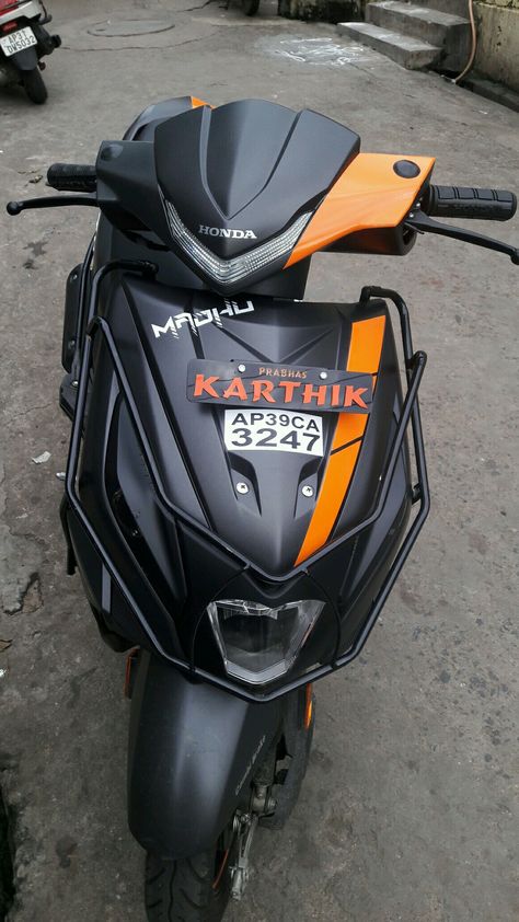 Scooty Modified Stickers, Activa Modified Stickers, Activa Modified, Dio Scooty, Dio Bike, Number Plate Design, Bullet Pics, Bike Logos Design, Real Madrid Video