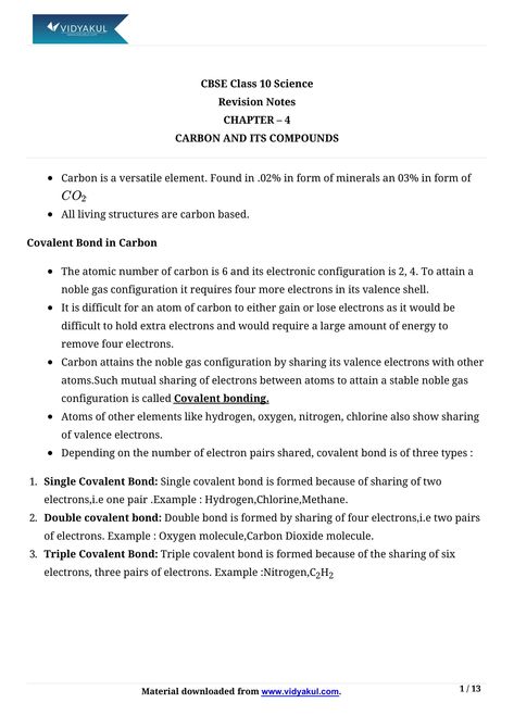 Carbon And Its Compounds Class 10, Carbon And Its Compounds Notes, Carbon And Its Compounds, Class 10 Notes, Chemistry Study Guide, Science Revision, Chemistry Basics, Learn Physics, Chemistry Education