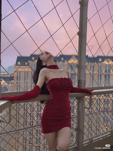 Dress And Gloves, Elegant Outfit Classy, Metal Railings, Aesthetic Grunge Outfit, Red Velvet Dress, Royal Outfits, Classy Photography, Pretty Prom Dresses, Elegant Red