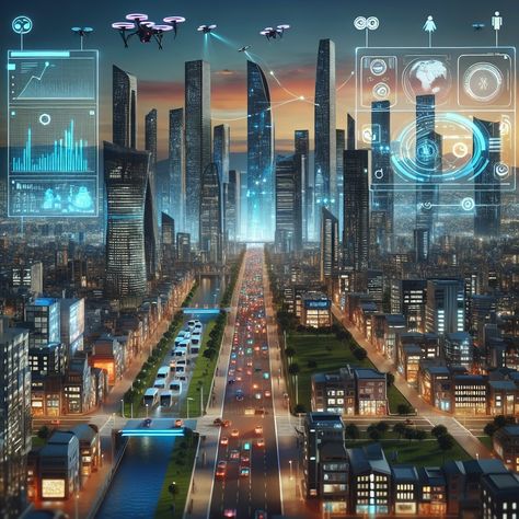 🏙️ AI in Smart City Management: AI coordinates urban services for efficiency. What if AI could make cities more livable? #SmartCities Tech City, Scifi City, City Illustration, Smart City, Dream City, Future Technology, Modern City, City Design, July 17