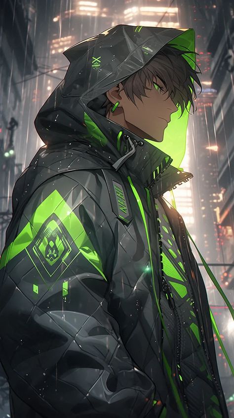 Prompt image #2 Green Cyberpunk, Cyberpunk Boy, Punk Character Art, Guys With Green Eyes, Cyberpunk Men, Punk Character, Cyberpunk Outfit, Green Characters, Magical Boy