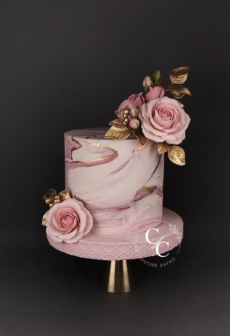 Dusty Pink Birthday Cake, 2 Tier 50th Birthday Cake For Women, 65 Birthday Cake Women, Marble Cake Decoration, Glam Cake Birthday For Women, Dusty Pink Cake, Glamour Cake, 50th Birthday Cake For Women, Birthday Cake For Women Elegant