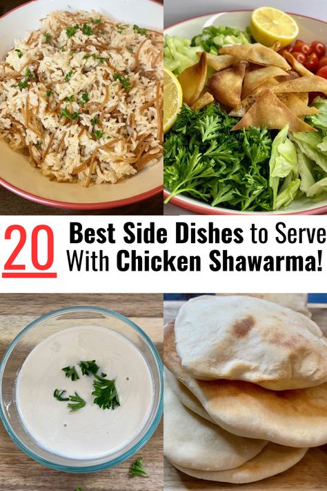 20 Tasty Side Dishes to Complement Your Chicken Shawarma! Chicken Shawarma Sides, Best Sides, Homemade Pita Bread, Chicken Shawarma Recipe, Chicken Pita, Shawarma Recipe, Side Salad Recipes, Side Dishes For Chicken, Middle Eastern Dishes