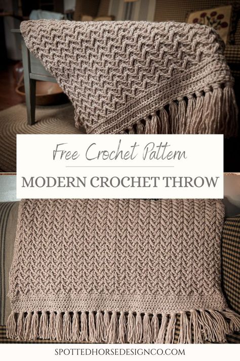 Modern Crochet Blanket Pattern - Spotted Horse Design Co. Verigated Crochet Blanket, Modern Crochet Blanket Pattern, Crochet Bobble Blanket, Crochet Therapy, Spotted Horse, Chunky Crochet Blanket Pattern, Modern Crochet Blanket, Crochet Throw Pattern, Throw Blanket Pattern