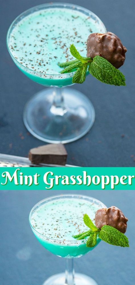 How to make the Classic Grasshopper Cocktail Drink. This chocolate mint cocktail is better than most desserts! #cocktail #mint #green #alcohol #drinks #recipe #chocolate Party Alcohol Drinks, Grasshopper Cocktail, Green Alcohol, Raspberry Cocktail, Mint Drink, Mint Cocktails, Drinks Recipe, Party Drinks Alcohol, Drink Mixes