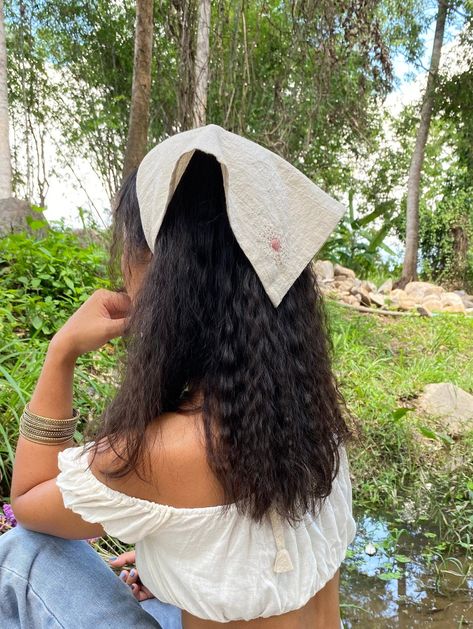 Boho Headwrap, Boho Head Wrap, Vacation Hairstyles, Star Headband, Head Wrap, Aesthetic Hair, Natural Linen, Head Scarf, Summer Aesthetic