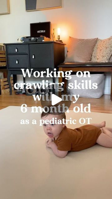 Marissa Penny, M.S., OTR/L on Instagram: "Crawling typically happens anywhere between 6-10 months. These are some simple, practical ways to work on skills needed for crawling. I posted yesterday about why it’s so important to encourage babies to crawl, we don’t want them skipping this important milestone! 🤍  Make sure you follow @otmarissa for tips and tricks for infant and toddler development!  #pediatricot #occupationaltherapy #earlyintervention #childdevelopment #crawling #crawlingtips #6monthsold #firsttimemom" How To Encourage Crawling, How To Teach Baby To Crawl, Teaching Baby To Crawl, How To Help Baby Crawl, 6 Months Milestones, Teach Baby To Crawl, Help Baby Crawl, Crawling Activities, Baby Play Areas