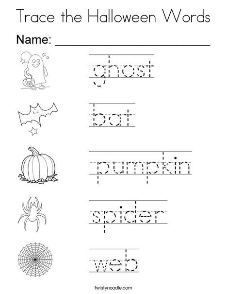 Trace the Halloween Words Coloring Page - Twisty Noodle Fun Coloring Activities, October Word Search For Kids, Kindergarten Trace Worksheets, Halloween Writing 1st Grade, Monster Worksheets Preschool, Halloween Activities For Kids Elementary, Kindergarten Worksheets Halloween, Tk Halloween Activities, Halloween Handwriting Activities