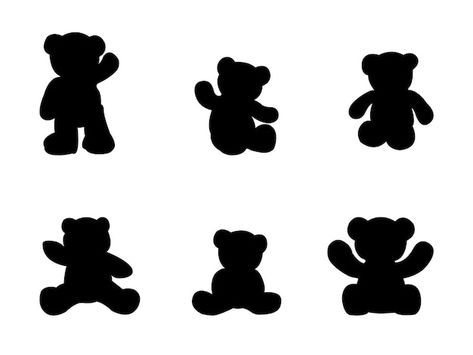 Teddy bear silhouette | Premium Vector #Freepik #vector #teddy #animal-mascot #cute-bear #bear-toy Teddy Bear Clipart Free, Animal Silhouette Printable, Teddy Bear Silhouette, Ace Birthday, Teddy Bear Outline, Teddy Bear Clip Art, Teddy Bear Vector, Teddy Bear Svg, Teddy Bear Illustration