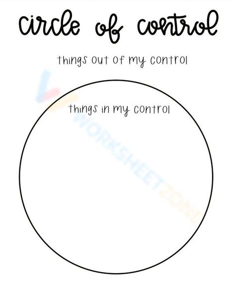 Control Worksheet, Circle Of Control, Visual Representation, The Circle, The Things, Self Help, Personal Development