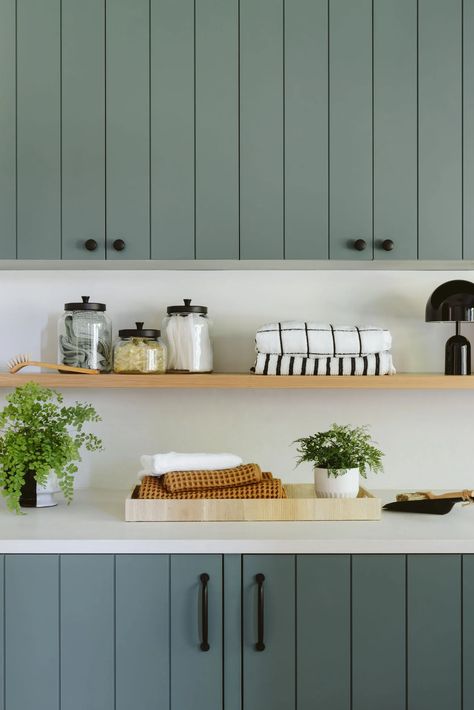 If you are into function first but don't want to sacrifice beauty, you're going to love my brother's mudroom. This stunning utility room combines style and function for the whole family. With smart storage solutions, durable materials, and cozy design details, it's the perfect balance of practicality and beauty. From custom cabinetry to charming details, this mudroom is both a dream space and a workhorse for everyday life. Tap to read about the colors, fixtures, and features we used! House Mudroom, Dog Food Station, Coat Storage, Laundry Cabinets, Entryway Inspiration, Mudroom Design, Big River, Entry Tables, Cozy Design