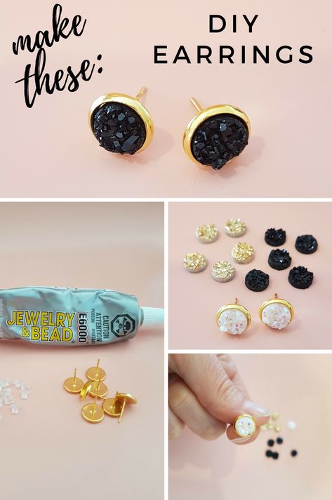 how to make druzy earrings Fashion Maker, Diy Jewelry To Sell, Diy Wire Earrings, Mad Hatters, Earrings Diy, Druzy Earrings, Crafts Jewelry, Mod Podge, Diy Schmuck