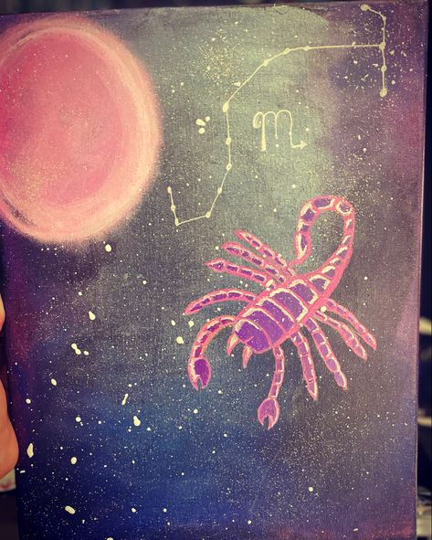 Painted this for my daughter’s OT-both are Scorpios. Acrylics, paint markers, and Gelly Roll pens used. Canvas Painting Designs, Diy Art Painting, Paint Markers, Paint Designs, Diy Art, To My Daughter, Markers, Pen, Canvas Painting