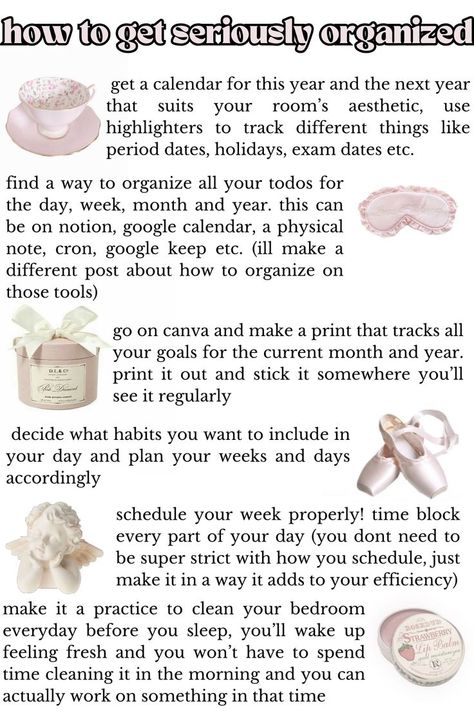 Get Seriously Organized, Seriously Organized, Etiquette And Manners, The Glow Up, Self Care Bullet Journal, Academic Motivation, Get My Life Together, School Study Tips, Girl Tips