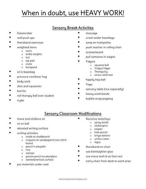 Sensory break ideas. Repinned by SOS Inc. Resources. Follow all our boards at pinterest.com/sostherapy for therapy resources. Sensory Input, Sensory Motor, Sensory Diet, Pediatric Occupational Therapy, Sensory Tools, Sensory Integration, Heavy Work, Sensory Processing Disorder, School Psychology