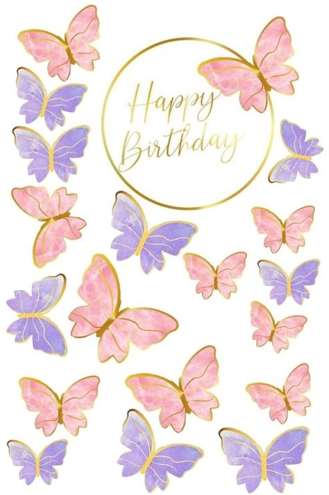 Butterfly Cake Topper Printable, Pink Butterfly Printable, Unicorn Number Cake, Butterfly Printable Template, Diy Cake Topper Printable, Butterfly Theme Cake, Unicorn Alphabet, Purple Butterfly Cake, Butterfly Cupcake Toppers