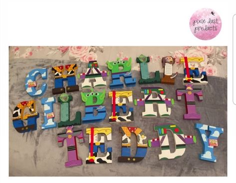 Toy story name letters boys room Toy Story Letters Diy, Toy Story Name Letters, Toy Story Letters Alphabet, Toy Story Letters, Toy Story Bedroom, Disney Baby Nurseries, Toy Story Nursery, Toy Story Birthday Cake, Disney Themed Rooms