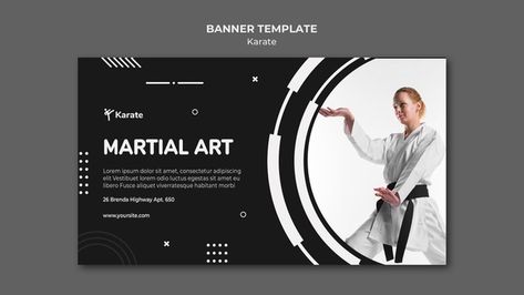 Karate class template banner | Free Psd #Freepik #freepsd Karate Banner, Class Template, Karate Classes, Karate Martial Arts, Fitness Motivation Pictures, Sport Art, Sports Art, Banner Template, Free Psd