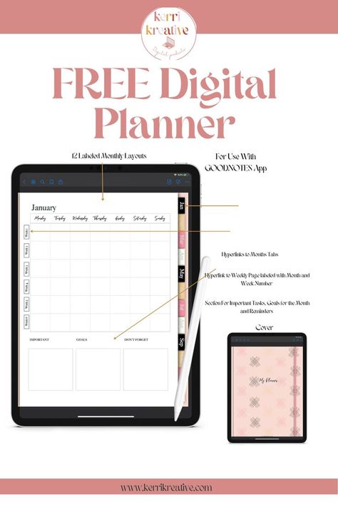 Free Digital Planner. Undated Monday start digital planner to use with Goodnotes App. Ipad planner. Monthly view undated digtial planner Free Goodnotes Planner Template, Free Digital Planner 2023, Free Undated Digital Planner, Organized Planner, Free Digital Planner, Planner Themes, Planner Writing, Undated Digital Planner, Habit Tracking