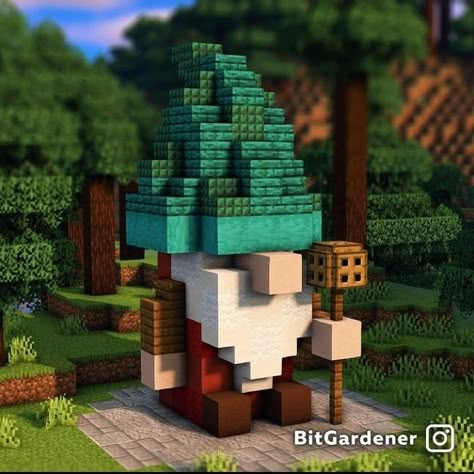 Cute Minecraft Aesthetic Builds, Minecraft Cottage Core Decorations, Minecraft Aesthetic Decor, Minecraft Silly Builds, Cool Minecraft Statues, Fairytale Builds Minecraft, Mc Spiral Staircase, Small Cottage Core Minecraft Builds, Minecraft Hobbit House Ideas