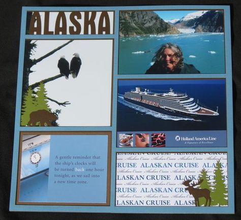 2012 Alaska Cruise - Right - Scrapbook.com Scrapbooking Alaska, New York Scrapbooking, Cruise Scrapbook Pages, Bridal Shower Scrapbook, Scrapbooking Layouts Travel, Cruise Scrapbook, Travel Scrapbook Pages, Scrapbook Design Layout, Beautiful Scrapbook Layouts