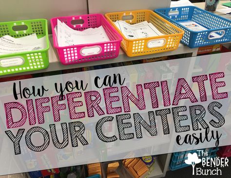 The Bender Bunch: How to Differentiate Your Centers Easily Special Education Centers, Differentiation In The Classroom, Differentiated Learning, Classroom Centers, Instructional Coaching, Differentiated Instruction, Teacher Organization, Center Ideas, Education Center