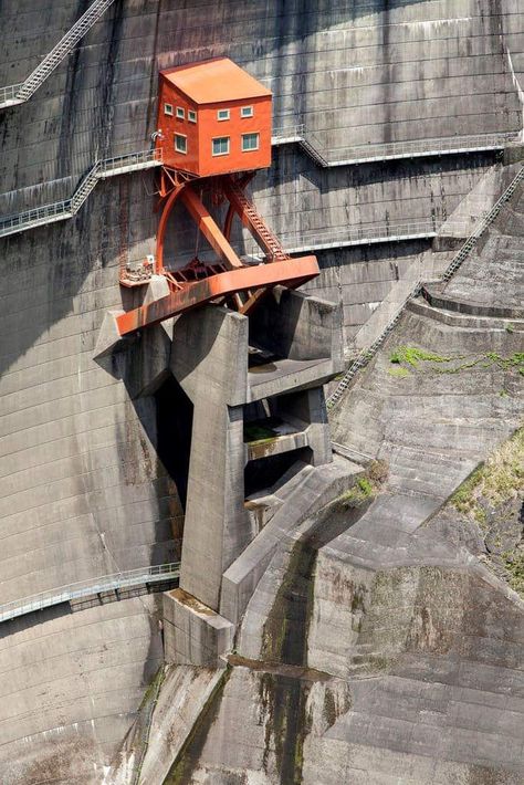 Ayakita dam,   Miyazaki Prefecture Brutalism Architecture, Unusual Buildings, Industrial Architecture, Brutalist Architecture, Industrial House, Futuristic Architecture, World Building, Brutalism, Miyazaki