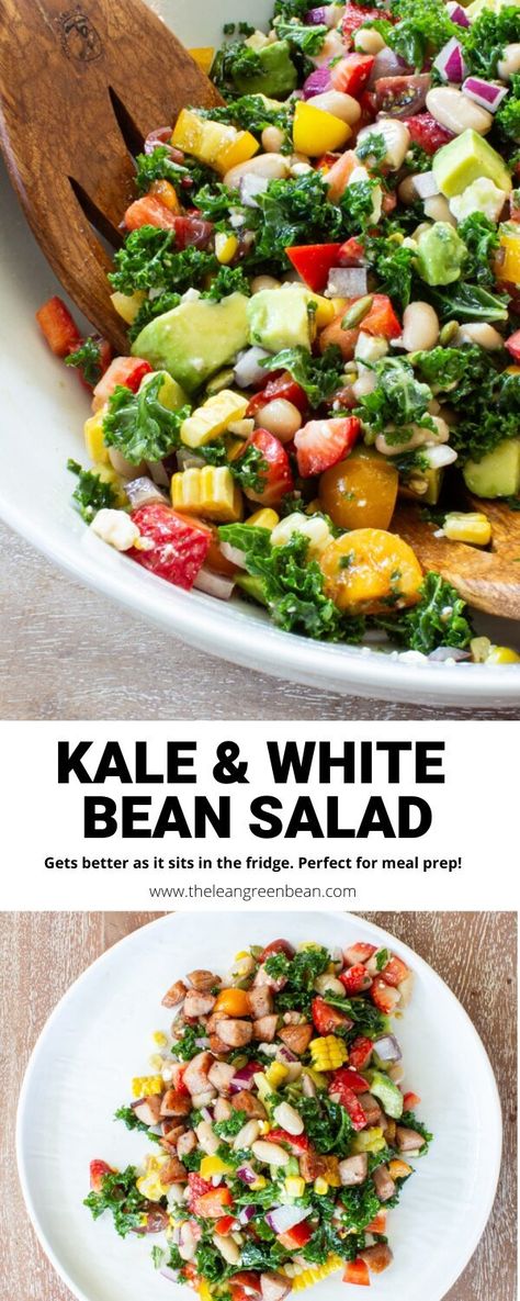 Kale and White Bean Salad 17 White Bean Salad Recipes, Massaged Kale, White Bean Salad, Northern Beans, Bean Salad Recipes, Great Northern Beans, Kale Recipes, Prepped Lunches, Balanced Meals