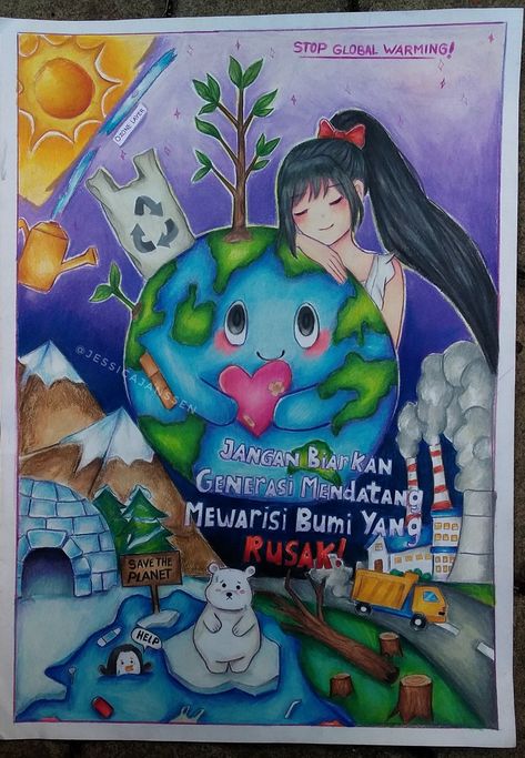 Global Warning Drawings, Poster Global Warning, Global Warning Posters Drawing, Global Science For Global Wellbeing Poster, Global Warning Posters Ideas Earth, Global Warm Poster, Global Science For Global Wellbeing, Global Warning Posters, Poster Sampah