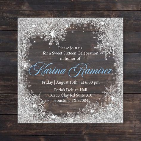 Winter Wonderland Faux Glitter Square Acrylic Invitation Minimum Order Quantity of 35 Invitations - Orders placed with a quantity less than 35PCS will be canceled and refunded. Each Invitation Set Includes: - 6X6" Winter Wonderland Faux Glitter Square Acrylic Invitation (1mm thick Acrylic) Please note, the Glitter Design is NOT made of actual shimmer glitter. - Mailing Envelope (Color of your choice) RSVP Cards are also available at an additional +$1.00 (includes small response envelopes). They Winter Wonderland Party Theme Zazzle, Winter Wonderland Quinceanera Invitation, Winter Wonderland Sweet 16 Invitations, Winter Wonderland 60th Birthday Party, Winter Wonderland Invitations Birthday, Pink Winter Wonderland Quinceanera Theme, Winter Wonderland Sweet 16 Decorations, Winter Wonderland Decorations Party, Winter Wonderland Quinceanera Theme