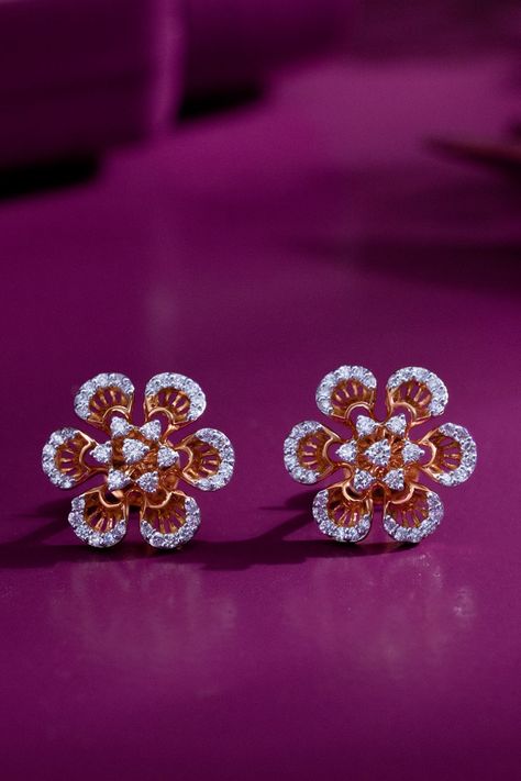 Diamond Earring Collections From Sunny Diamonds Diamond Earrings Indian, Real Diamond Earrings, Real Diamond Necklace, Gold Jhumka Earrings, Ear Cuff Jewelry, Gold Earrings Models, Western Necklaces, Diamond Wedding Jewelry, Designer Diamond Jewellery