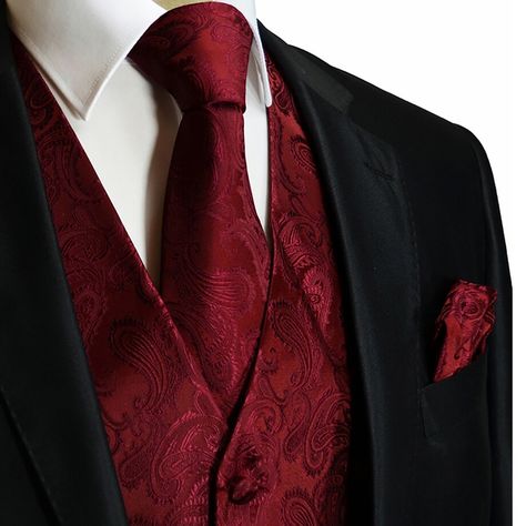 Vesuvio Napoli - Dress To Impress In A Tie & Vest - Touch of Modern Burgundy Pocket Square, Wedding Vest, Tuxedo Vest, Vest Set, Vest And Tie, Red Tie, Maggie Sottero, Black Suit, Wedding Suits Men