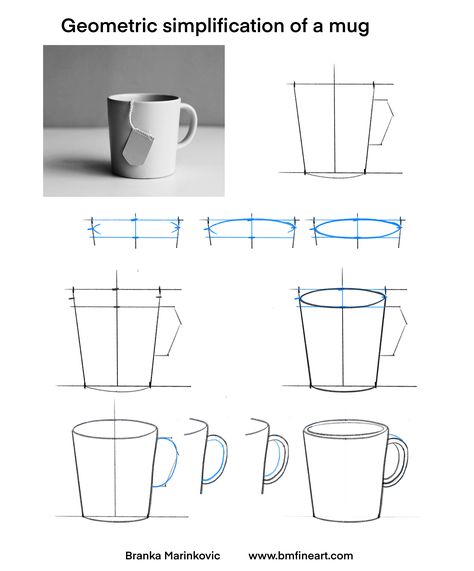 How To Draw A Mug, Room Perspective Drawing, Geometric Shapes Drawing, Mug Drawing, Horse Art Drawing, A Level Art Sketchbook, Black And White Art Drawing, Art Basics, Object Drawing