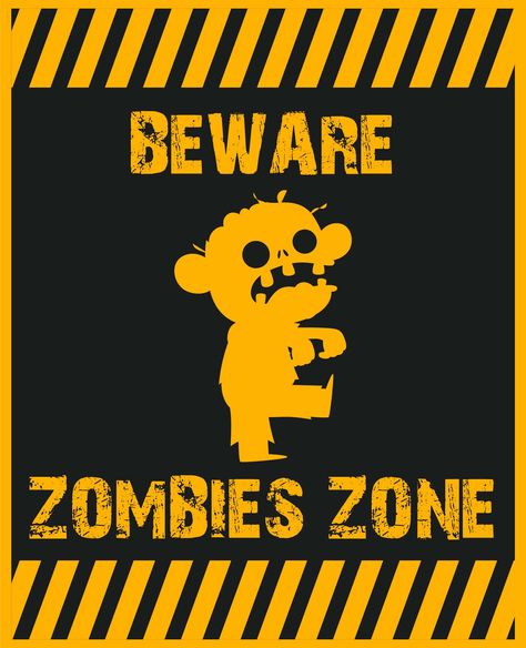 Printable Halloween Warning Sign Beware Zombies Beware Sign, Leftover Milk, Halloween Brooms, Creepy Spider, Spooky Treats, Warning Sign, Parking Signs, Printable Halloween, Wool Balls