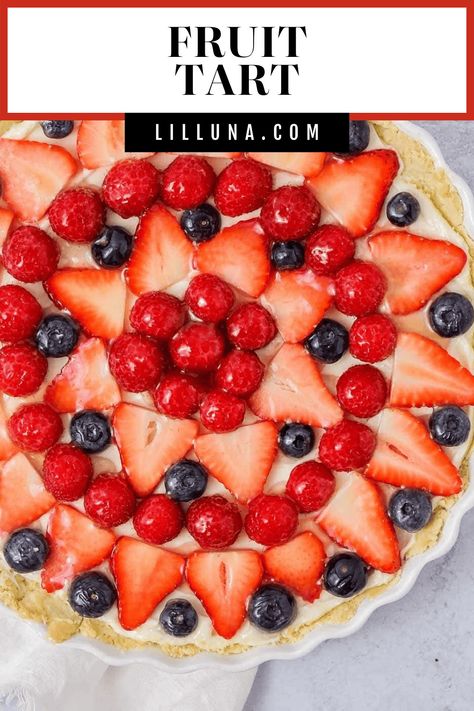 This sweet, buttery Fruit Tart is perfect for spring and summer parties, holidays, or get-togethers. It's simple, yet beautiful! #fruittart #tart #fruit #dessert #summerdessert Fruit Torte, Fruit Tart Glaze, Fruit Tart Recipe Easy, Easy Fruit Tart, Cheesecake Fruit Salad, Tart Fruit, Fresh Fruit Tart, Homemade Chocolate Truffles, Fruit Tart Recipe