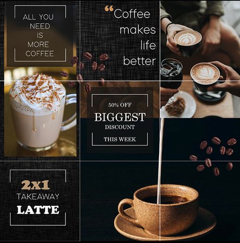 Instagram Grid Design on Behance Instagram Grid Design Restaurant, Ig Grid, Instagram Grid Layout, Instagram Grid Design, Elegant Food, Coffee Restaurants, Coffee Truck, Food Branding, Instagram Template Design