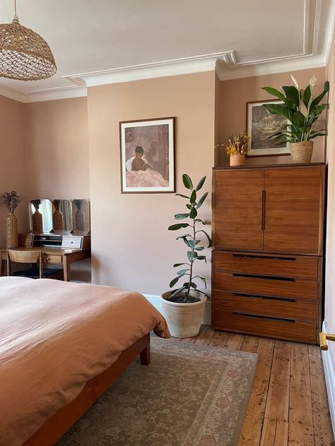 Colours On Walls, Coloured Wall Bedroom, Masquerade Little Greene, Little Greene Masquerade, Warm Colour Bedroom, Victorian Cottage Bedroom, Bedroom Ideas Colour, Bedroom Wall Colour Ideas, Bedroom Decor Victorian