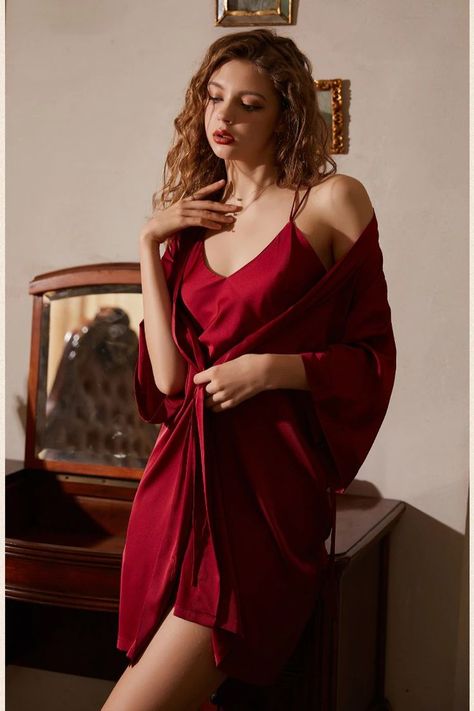 Faux Silk Robes , Women Sexy Sleepwear , Kimono Bathrobe Gown , Summer  Bridal Wedding Gift , Intimate Lingerie ,  Robe&Nighty Linen Nightgown, Satin Nightie, Silk Robes, Nightgown Sets, Bridal Women, Silk Nightgown, Satin Sleepwear, Night Dress For Women, Women's Robe