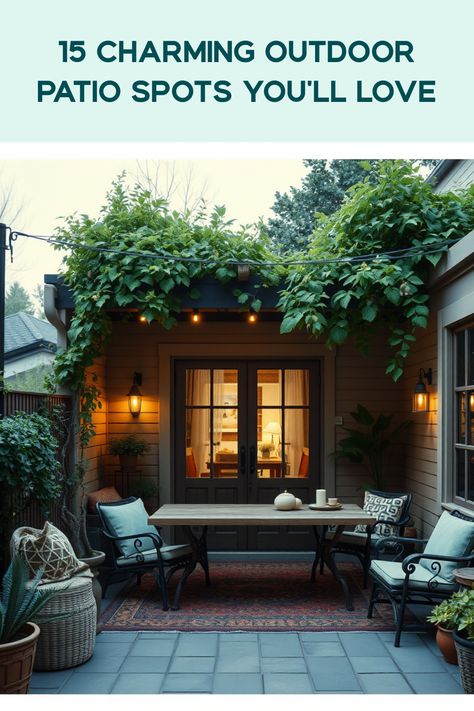 Looking to create the perfect outdoor space? Discover these 15 charming patio ideas that will inspire you to transform your backyard into a cozy escape. From inviting seating arrangements to vibrant plants and comfortable cushions, these designs blend comfort with style. Enjoy evenings with family and friends in a chic setting. Explore color schemes, unique layouts, exceptional lighting ideas, and accessories that make your patio the ultimate chill spot. Start your outdoor makeover journey today! Cozy Outdoor Patio, Patio Color Schemes, Chill Spot, Outdoor Makeover, Outdoor Grill Station, Outdoor Patio Ideas, Small Bookshelf, Small Fountains, Patio Style