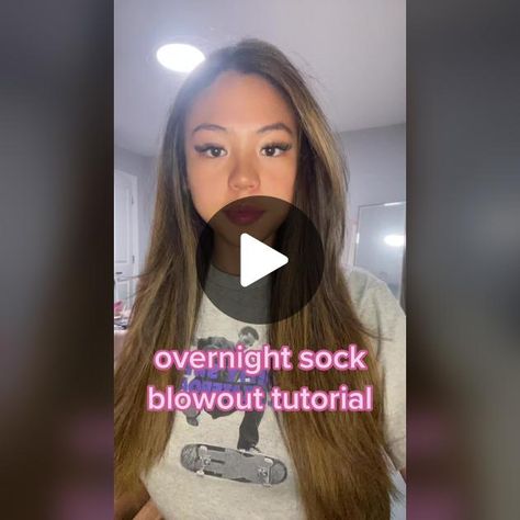 overnight sock blowout tutorial 💗 (done on my freshly washed & blow d... | sock blowout tutorial | TikTok Sock Blowout, Blow Dried Hair, Sock Curls, Wash And Blow Dry, Rap Verses, Curling Rods, Blow Dry Hair, Blow Dry, Dry Hair