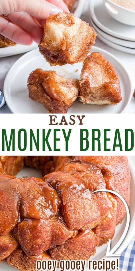 Turn refrigerated biscuits into the best Monkey Bread with this easy recipe. You only need 5 ingredients to make an amazing breakfast the whole family will love. Monkey Bread Without Canned Biscuits, Monkey Bread With Canned Biscuits Recipe, Pilsbury Biscuit Recipes Sweet, Refrigerator Biscuits Recipes, Monkey Bread Recipe With Biscuits, How To Make Monkey Bread, Grands Biscuit Recipes Dessert, Easy Monkey Bread With Biscuits, Monkey Bread With Frozen Dinner Rolls