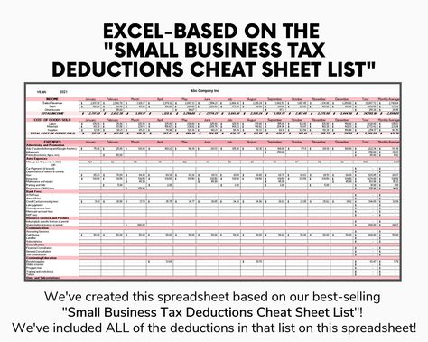 💰Save yourself a lot of money and get this list!💰 This cheat sheet has so many tax deductions that you may have forgotten about or had no idea you could write off. Although, this list has quite a lot of expenses it also serves as a tool to help remind you of potential other expenses that you may have. We know that creating/starting up a new business can take a lot of dough so you'll want to make double sure to use those expenses to off-set your taxable liability. Even the things you already ha Personal Tax Write Offs, Tax Write Off Cheat Sheet, Tax Deduction Cheat Sheet, Self Employment Tax Deductions, Business Expenses List, Small Business Write Offs, Itemized Tax Deductions List, S Corp Tax Deductions, Self Employed Tax Deductions