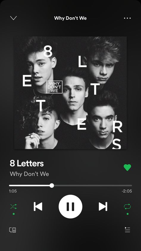 song: 8 letters. Artist: Why don’t we. Album: 8 letters. Music spotify 🦋 Why Don't We Aesthetic, Spotify Wallpaper, Why Dont We, Letter Song, Why Dont We Band, Cool Album Covers, Why Don't We, Music Clips, Song List