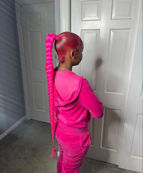 Pink Braided Ponytail, One Braid, Girl Hair Colors, Sleek Ponytail Hairstyles, Hairstyles Pictures, Cute Braided Hairstyles, Braids Hairstyles Pictures, Braided Ponytail Hairstyles, Protective Hairstyles Braids