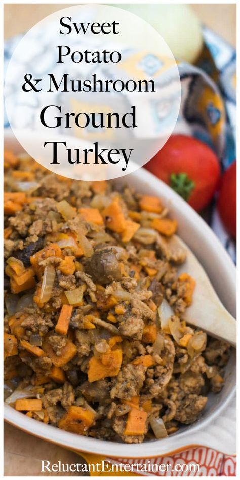 Sweet Potato Mushroom Ground Turkey #groundturkey #tacomeat #sweetpotatomushroom Sweet Potato Mushroom, Ground Turkey Enchiladas, Turkey Taco Soup, Turkey Mushroom, Ground Turkey Meatloaf, Turkey Tacos Recipes, Potato Mushroom, Ground Turkey Stuffed Peppers, Ground Turkey Pasta