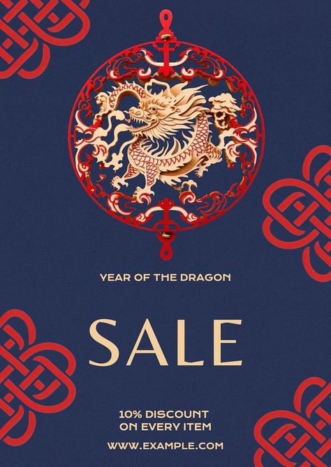 New Year Sale Poster, Cny 2025, New Year Poster, Chinese New Year Poster, Dragon Chinese, Year Poster, New Years Traditions, Dragon Year, New Year Sale