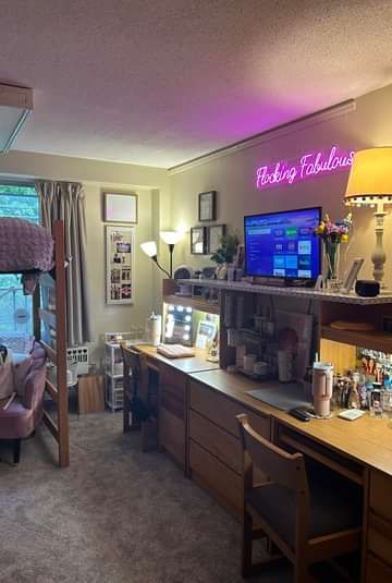 Dorm Room Mamas | My daughter and her roommate are in a very small and old dorm this year | Facebook College Dorm Rooms, College Dorm, Boy Room, The Space, Futon, My Daughter, Dorm Room, This Year, Dorm Rooms