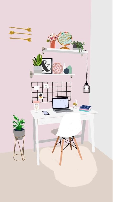 Study Room Decor, Interior Illustration, Illustration Art Girl, Girly Art, Study Room, Cartoon Wallpaper, Diy Bedroom Decor, Aesthetic Art, Art Wallpaper