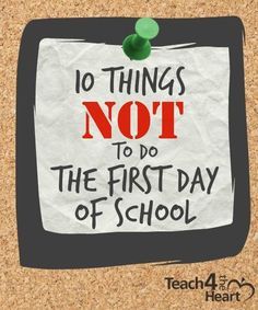 Ten things not to do the first day of school including brief explanations on their importance. Apple Classroom, First Day Activities, Classroom Idea, First Year Teaching, Classroom Centers, First Day Of School Activities, Teach English, First Year Teachers, School Things